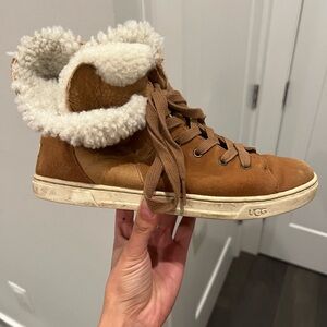 UGG Brown Shearling High-Top Sneakers